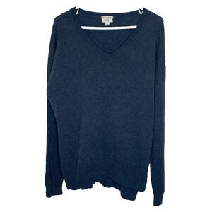 Men's Large Tobey Grey 100% Cashmere V-Neck Pullover Gray Sweater